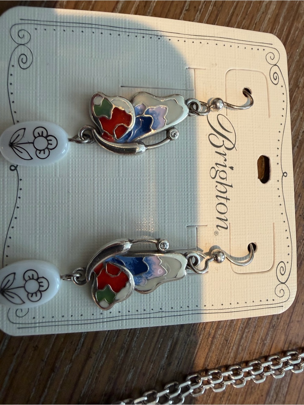 Brighton Silver Multi-Color Floral Pendant Necklace and Earrings Set - Picture 5 of 5